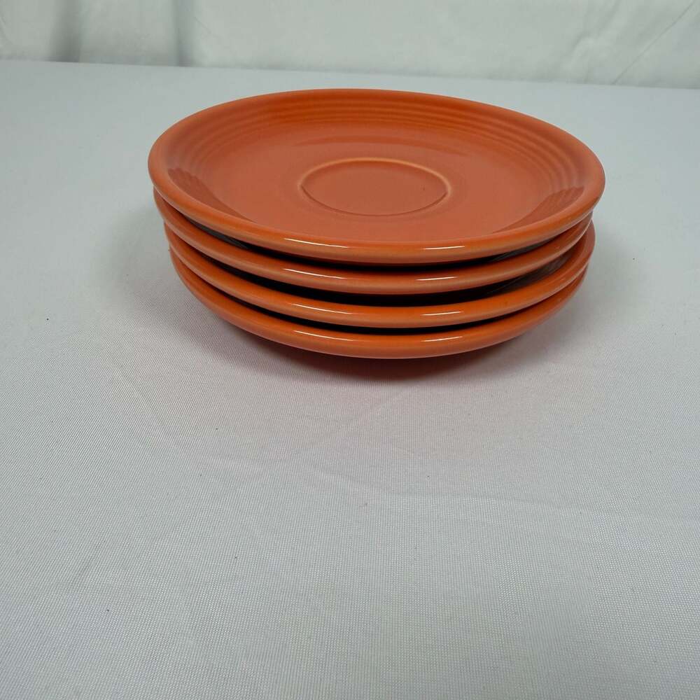 Fiesta Tangerine Orange 6" Saucers Set of 4 - Picture 3 of 5
